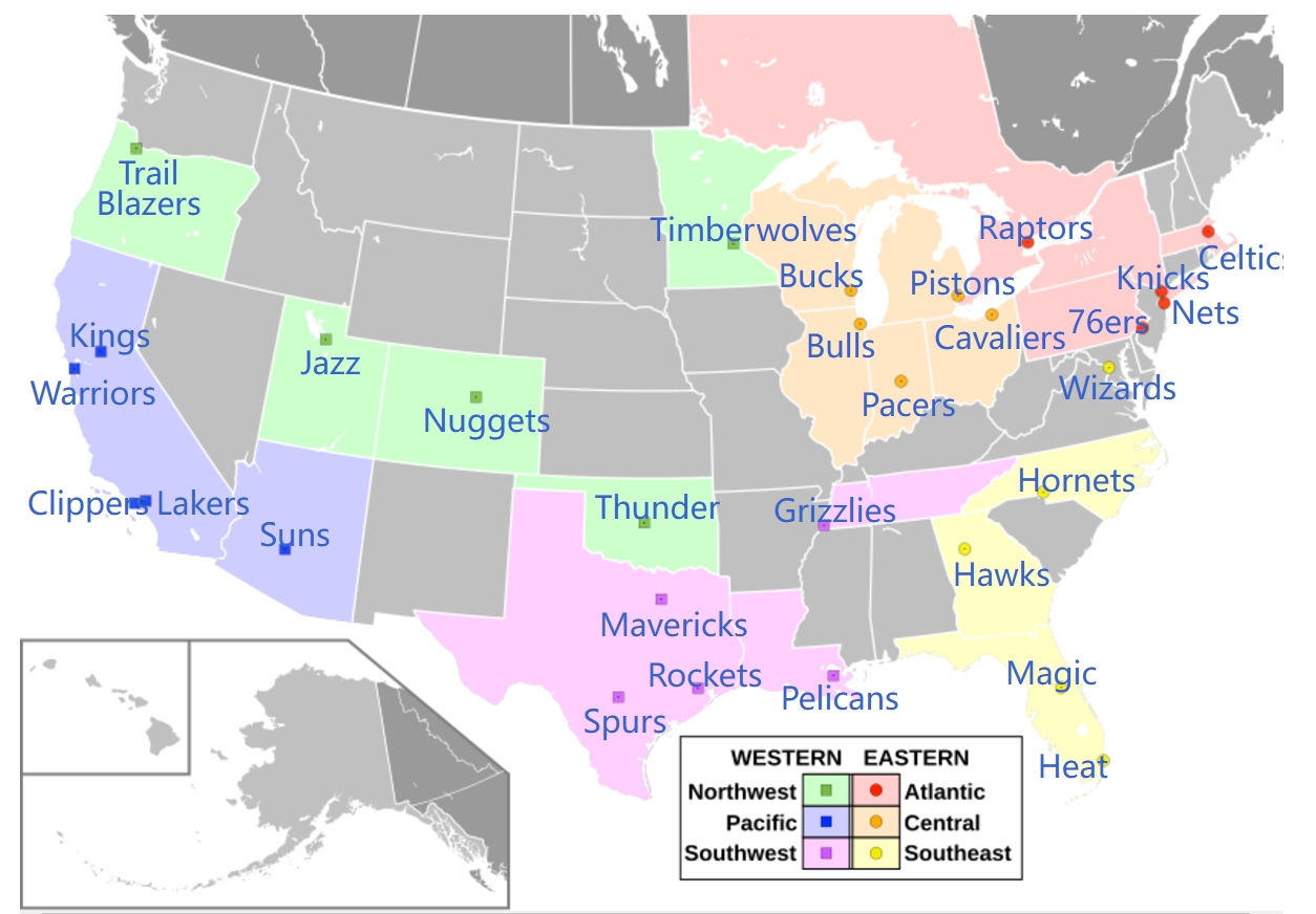 NBA team map